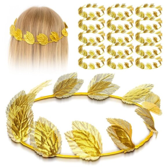 16Pcs Laurel Crown Gold Leaf Roman Head Wreath Greek Style for Weddings main image 7
